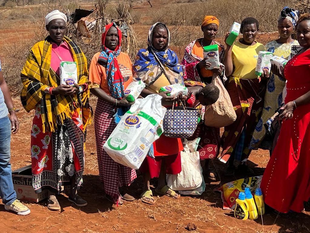 Here , we went to donate foodstuffs at Iltilal villages during drought